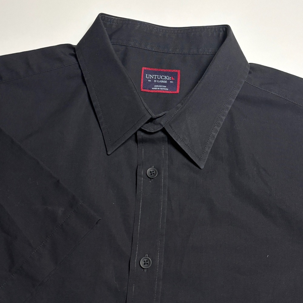 UNTUCKit Coufran Solid Black Mens XL Short Sleeve Button‎ Down Cotton Shirt